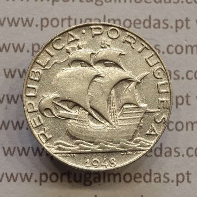 MOEDA 2$50 ESCUDOS (DOIS ESCUDOS E CINQUENTA CENTAVOS) PRATA 1948 (MBC) -  REPÚBLICA PORTUGUESA