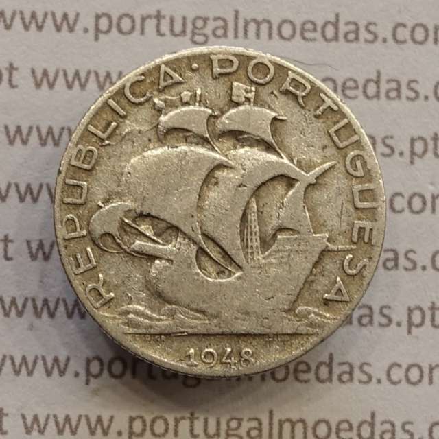 MOEDA 2$50 ESCUDOS (DOIS ESCUDOS E CINQUENTA CENTAVOS) PRATA 1948 (BC) -  REPÚBLICA PORTUGUESA