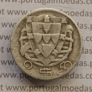 MOEDA 2$50 ESCUDOS (DOIS ESCUDOS E CINQUENTA CENTAVOS) PRATA 1948 (BC) -  REPÚBLICA PORTUGUESA