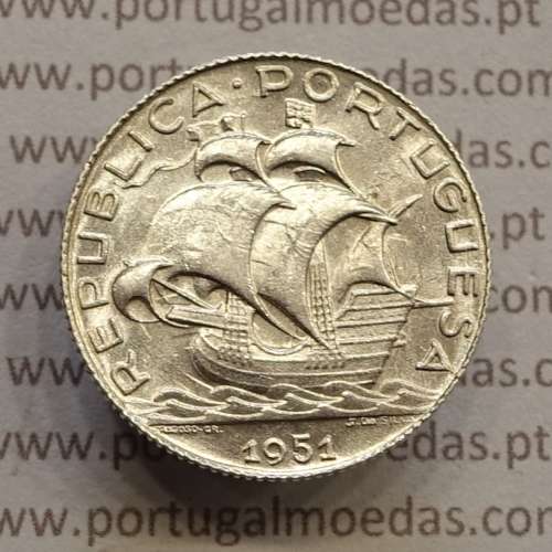 Portugal, silver coin 2$50 Escudos 1951, 2-1/2 or 2.5 Escudos 1951 Portuguese Republic, (UNC), World Coins Portugal KM 580