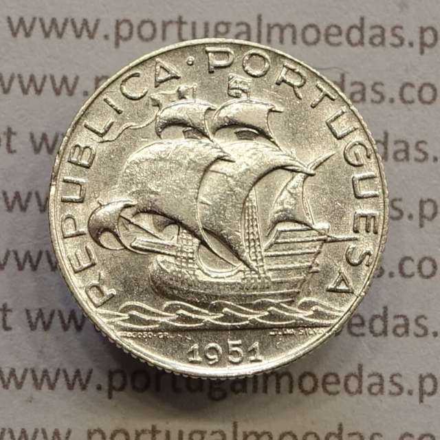 MOEDA 2$50 ESCUDOS (DOIS ESCUDOS E CINQUENTA CENTAVOS) PRATA 1951 (MBC) -  REPÚBLICA PORTUGUESA