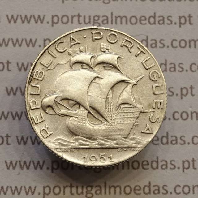 MOEDA 2$50 ESCUDOS (DOIS ESCUDOS E CINQUENTA CENTAVOS) PRATA 1951 (BC+) -  REPÚBLICA PORTUGUESA