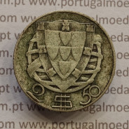 MOEDA 2$50 ESCUDOS (DOIS ESCUDOS E CINQUENTA CENTAVOS) PRATA 1951 (BC) -  REPÚBLICA PORTUGUESA