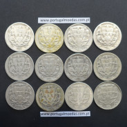 COLEÇÃO COMPLETA DE MOEDAS 2$50 (DOIS ESCUDOS E CINQUENTA CENTAVOS) PRATA 1932 A 1951 -  LOTE DE 12 MOEDAS