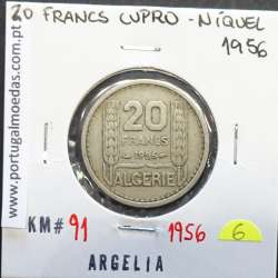 MOEDA DE 20 FRANCOS CUPRO-NÍQUEL 1956 - ARGÉLIA - KRAUSE WORLD COINS ALGERIA KM 91