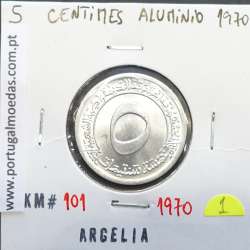 MOEDA DE 5 CÊNTIMOS ALUMÍNIO 1970 - ARGÉLIA - KRAUSE WORLD COINS ALGERIA KM 101