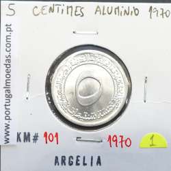 MOEDA DE 5 CÊNTIMOS ALUMÍNIO 1970 - ARGÉLIA - KRAUSE WORLD COINS ALGERIA KM 101 MOEDA DE 5 CÊNTIMOS ALUMÍNIO 1970 - ARGÉLIA - KRAUSE WORLD COINS ALGERIA KM 101