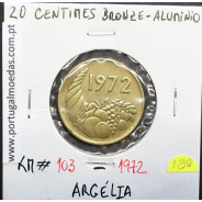 MOEDA DE 20 CÊNTIMOS BRONZE ALUMÍNIO 1972 - ARGÉLIA - KRAUSE WORLD COINS ALGERIA KM 103