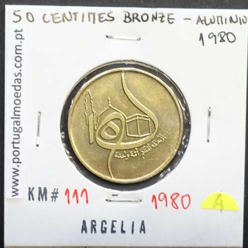 MOEDA DE 50 CÊNTIMOS BRONZE ALUMÍNIO 1980 - ARGÉLIA - KRAUSE WORLD COINS ALGERIA KM 111
