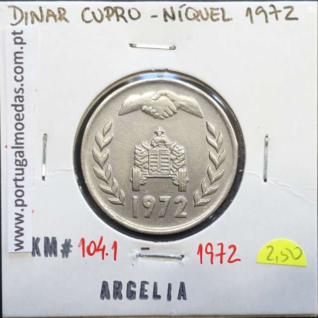 MOEDA DE DINNAR CUPRO-NIQUEL 1972 - ARGÉLIA - KRAUSE WORLD COINS ALGERIA KM 104.1