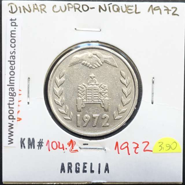 MOEDA DE DINAR CUPRO-NÍQUEL 1972 - ARGÉLIA - KRAUSE WORLD COINS ALGERIA KM 104.2