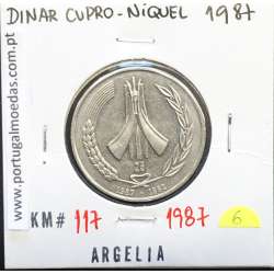 MOEDA DE DINAR CUPRO-NÍQUEL 1987 - ARGÉLIA - KRAUSE WORLD COINS ALGERIA KM 117