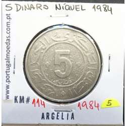 MOEDA DE 5 DINARS CUPRO-NÍQUEL 1984 - ARGÉLIA - KRAUSE WORLD COINS ALGERIA KM 114