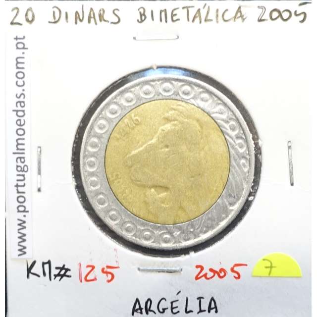 MOEDA DE 20 DINARS BIMETALICA 2005 - ARGÉLIA - KRAUSE WORLD COINS ALGERIA KM 125