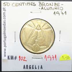 MOEDA DE 50 CÊNTIMOS BRONZE ALUMÍNIO 1971 - ARGÉLIA - KRAUSE WORLD COINS ALGERIA KM 102 MOEDA DE 50 CÊNTIMOS BRONZE ALUMÍNIO 1971 - ARGÉLIA - KRAUSE WORLD COINS ALGERIA KM 102