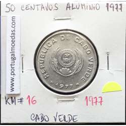 MOEDA DE 50 CENTAVOS 1977 ALUMÍNIO - REPÚBLICA DE CABO VERDE - KRAUSE WORLD COINS CAPE VERDE KM16