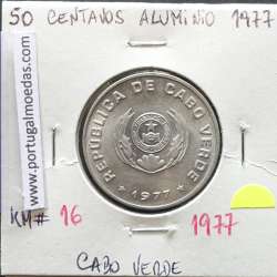MOEDA DE 50 CENTAVOS 1977 ALUMÍNIO - REPÚBLICA DE CABO VERDE - KRAUSE WORLD COINS CAPE VERDE KM16