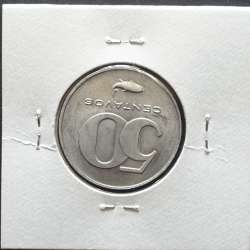 MOEDA DE 50 CENTAVOS 1977 ALUMÍNIO - REPÚBLICA DE CABO VERDE - KRAUSE WORLD COINS CAPE VERDE KM16