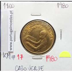 MOEDA DE 1 ESCUDO 1980 LATÃO NÍQUEL - REPÚBLICA DE CABO VERDE - KRAUSE WORLD COINS CAPE VERDE KM17