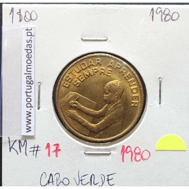 MOEDA DE 1 ESCUDO 1980 LATÃO NÍQUEL - REPÚBLICA DE CABO VERDE - KRAUSE WORLD COINS CAPE VERDE KM17