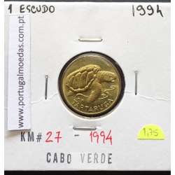 MOEDA DE 1 ESCUDO 1994 AÇO/LATÃO - REPÚBLICA DE CABO VERDE - KRAUSE WORLD COINS CAPE VERDE KM27