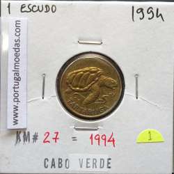 MOEDA DE 1 ESCUDO 1994 AÇO/LATÃO - REPÚBLICA DE CABO VERDE - KRAUSE WORLD COINS CAPE VERDE KM27