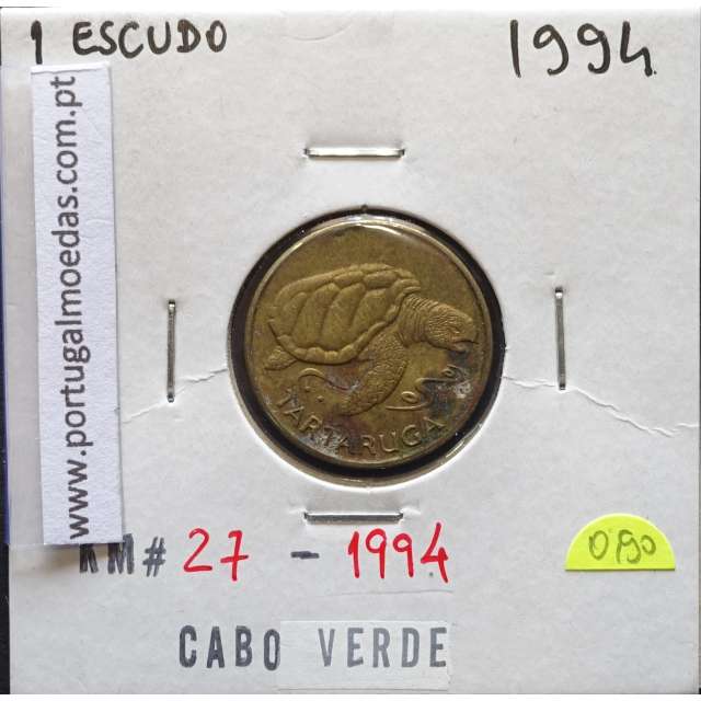 MOEDA DE 1 ESCUDO 1994 AÇO/LATÃO - REPÚBLICA DE CABO VERDE - KRAUSE WORLD COINS CAPE VERDE KM27