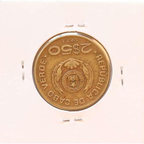 MOEDA DE 2$50 ESCUDO 1977 LATÃO NÍQUEL- REPÚBLICA DE CABO VERDE - KRAUSE WORLD COINS CAPE VERDE KM18
