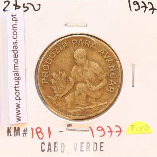 MOEDA DE 2$50 ESCUDO 1977 LATÃO NÍQUEL- REPÚBLICA DE CABO VERDE - KRAUSE WORLD COINS CAPE VERDE KM18