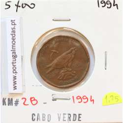 MOEDA DE 5 ESCUDOS 1994 AÇO COBRE - REPÚBLICA DE CABO VERDE - KRAUSE WORLD COINS CAPE VERDE KM28