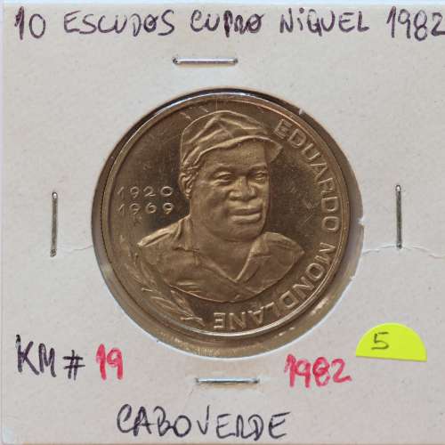 MOEDA DE 10 ESCUDOS 1982 CUPRO- NÍQUEL - REPÚBLICA DE CABO VERDE - KRAUSE WORLD COINS CAPE VERDE KM19