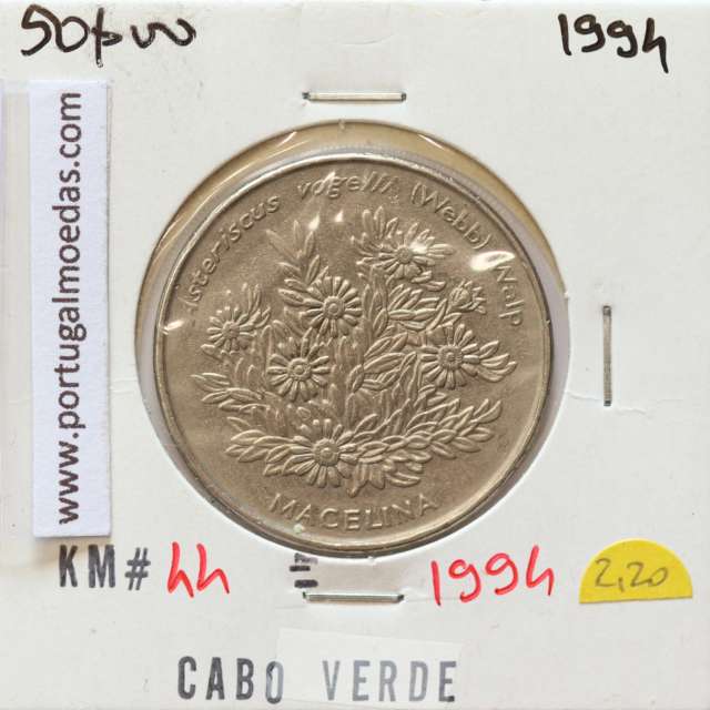 MOEDA DE 50 ESCUDOS 1994 AÇO NIQUELADO - REPÚBLICA DE CABO VERDE - KRAUSE WORLD COINS CAPE VERDE KM44