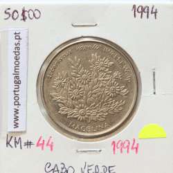 MOEDA DE 50 ESCUDOS 1994 AÇO NIQUELADO - REPÚBLICA DE CABO VERDE - KRAUSE WORLD COINS CAPE VERDE KM44