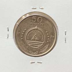 MOEDA DE 50 ESCUDOS 1994 AÇO NIQUELADO - REPÚBLICA DE CABO VERDE - KRAUSE WORLD COINS CAPE VERDE KM44
