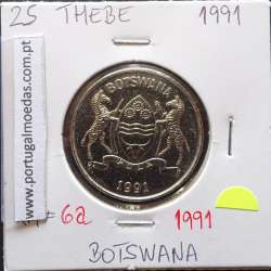 MOEDA DE 25 THEBE AÇO NIQUEL 1991 - BOTSWANA - KRAUSE WORLD COINS BOTSWANA KM 6A