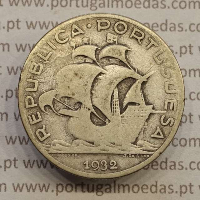 MOEDA 5$00 ESCUDOS "CINCO ESCUDOS" PRATA 1932 (BC) -  REPÚBLICA PORTUGUESA