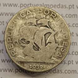 MOEDA 5$00 ESCUDOS "CINCO ESCUDOS" PRATA 1932 (BC- / REG) -  REPÚBLICA PORTUGUESA MOEDA 5$00 ESCUDOS "CINCO ESCUDOS" PRATA 1932 (BC- / REG) -  REPÚBLICA PORTUGUESA