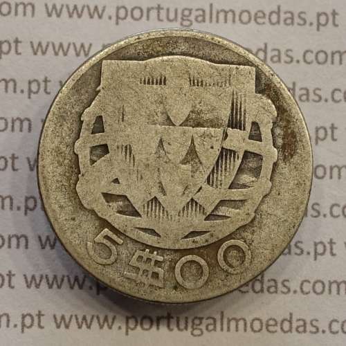 MOEDA 5$00 ESCUDOS "CINCO ESCUDOS" PRATA 1932 (BC- / REG) -  REPÚBLICA PORTUGUESA