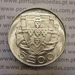 Portugal, silver coin of 5 Escudos 1933, 5$00 1933 silver coin of the Portuguese Republic, (UNC), World Coins Portugal KM 581