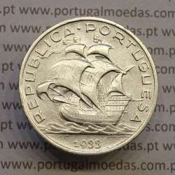 MOEDA 5$00 ESCUDOS "CINCO ESCUDOS" PRATA 1933 (MBC+) -  REPÚBLICA PORTUGUESA