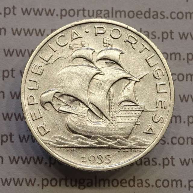 MOEDA 5$00 ESCUDOS "CINCO ESCUDOS" PRATA 1933 (MBC+) -  REPÚBLICA PORTUGUESA