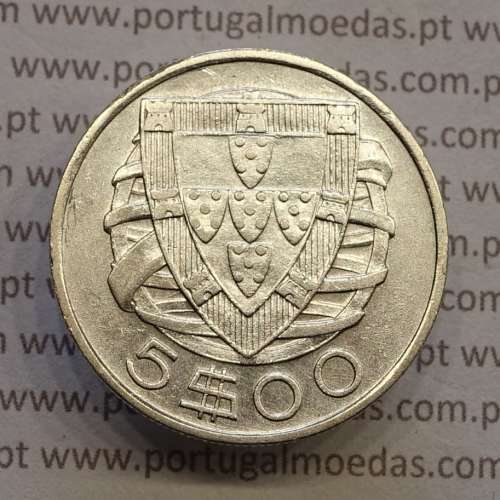 MOEDA 5$00 ESCUDOS "CINCO ESCUDOS" PRATA 1933 (MBC+) -  REPÚBLICA PORTUGUESA