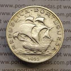 MOEDA 5$00 ESCUDOS "CINCO ESCUDOS" PRATA 1933 (MBC) -  REPÚBLICA PORTUGUESA