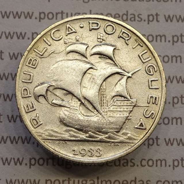 MOEDA 5$00 ESCUDOS "CINCO ESCUDOS" PRATA 1933 (MBC) -  REPÚBLICA PORTUGUESA