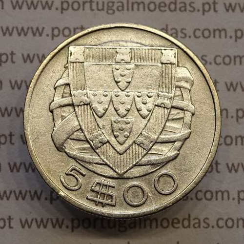 MOEDA 5$00 ESCUDOS "CINCO ESCUDOS" PRATA 1933 (MBC) -  REPÚBLICA PORTUGUESA