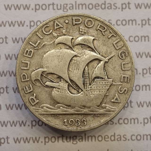 MOEDA 5$00 ESCUDOS "CINCO ESCUDOS" PRATA 1933 (BC+ / MBC-) -  REPÚBLICA PORTUGUESA