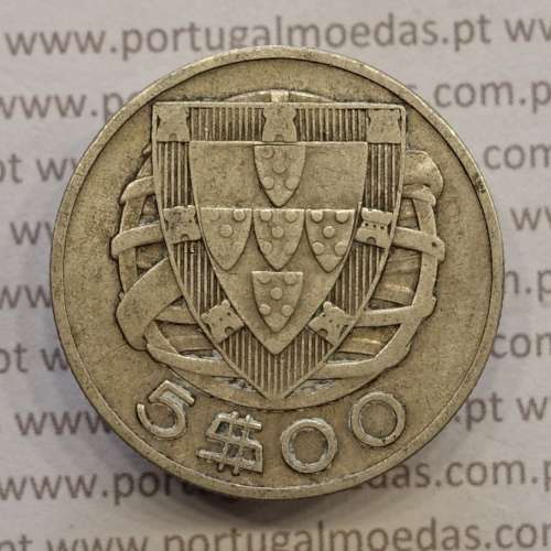MOEDA 5$00 ESCUDOS "CINCO ESCUDOS" PRATA 1933 (BC+ / MBC-) -  REPÚBLICA PORTUGUESA