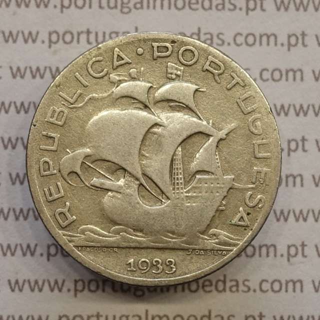 MOEDA 5$00 ESCUDOS "CINCO ESCUDOS" PRATA 1933 (BC) -  REPÚBLICA PORTUGUESA