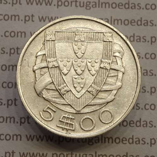 MOEDA 5$00 ESCUDOS "CINCO ESCUDOS" PRATA 1934 (MBC) -  REPÚBLICA PORTUGUESA