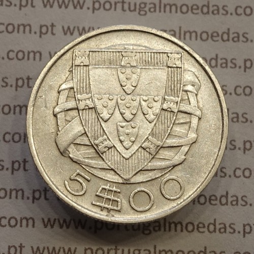 MOEDA 5$00 ESCUDOS "CINCO ESCUDOS" PRATA 1934 (MBC) -  REPÚBLICA PORTUGUESA